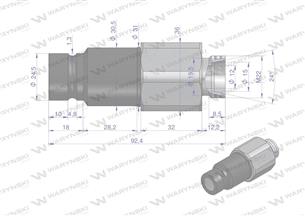 Szybkozłącze hydrauliczne suchoodcinające wtyczka M22x1.5 15L gwint zewnętrzny ISO16028 Waryński