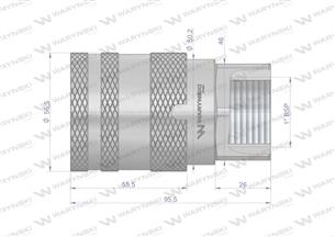 Szybkozłącze hydrauliczne suchoodcinające gniazdo G1"BSP gwint wewętrzny ISO16028 Waryński