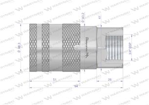 Szybkozłącze hydrauliczne suchoodcinające gniazdo G3/4"BSP gwint wewnętrzny ISO16028 Waryński
