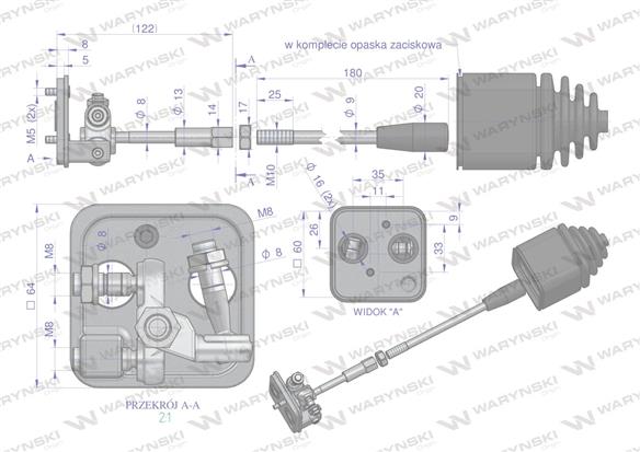 Joystick przyłączeniowy bez przycisku do rozdzielaczy hydraulicznych 40L Waryński