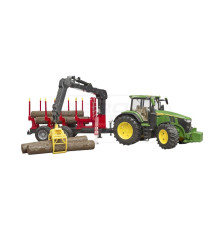 John Deere 7R 350 z przyczepą spedycyjną i 4 pniami drzew Bruder 03154 BR-03154