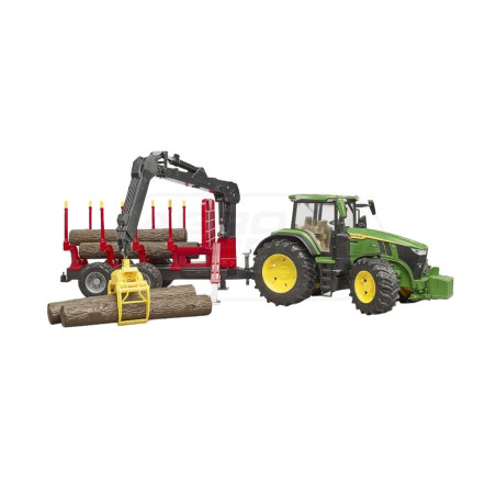 John Deere 7R 350 z przyczepą spedycyjną i 4 pniami drzew Bruder 03154 BR-03154