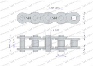 Łańcuch rolkowy wzmocniony 06A-1 ANSI A 35 06C-1 (R1 3/8) 2.5 m Waryński