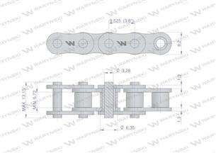 Łańcuch rolkowy 06B-1 (R1 3/8) 2.5 m Waryński