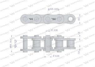 Łańcuch rolkowy wzmocniony przemysłowy 06BH-1 (R1 3/8) 5 m Waryński