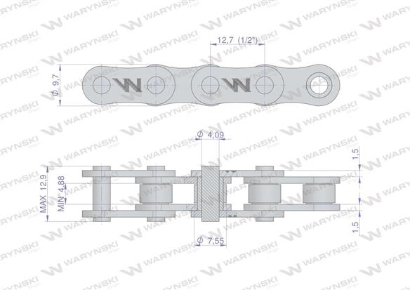 Łańcuch 083-1 (R1 1/2 x 3/16) 5 m zastosowanie Siewnik Kukurydzy Waryński