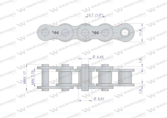 Łańcuch rolkowy 08B-1 (R1 1/2) 5 m Waryński