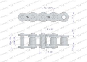 Łańcuch rolkowy wzmocniony przemysłowy 08BH-1 (R1 1/2) 2.5 m Waryński