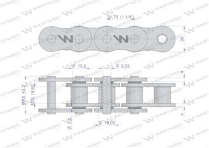 Łańcuch rolkowy z oringiem ANSI A 100 (R1 1.1/4) 5m Waryński
