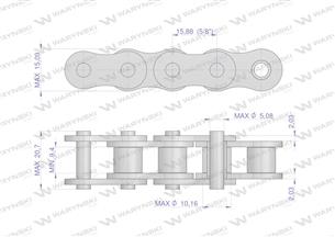 Łańcuch rolkowy wariator motowideł - napęd 50A-125PS+Z+3PS+Z+1+Z zastosowanie New Holland 84058835 Waryński