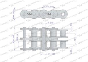 Łańcuch rolkowy wzmocniony 10A-2 ANSI A 50 (R2 5/8) 5 m Waryński