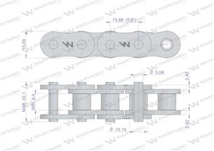 Łańcuch rolkowy 10AH-1 ANSI A 50H (R1 5/8) Waryński ( sprzedawane po 25m )
