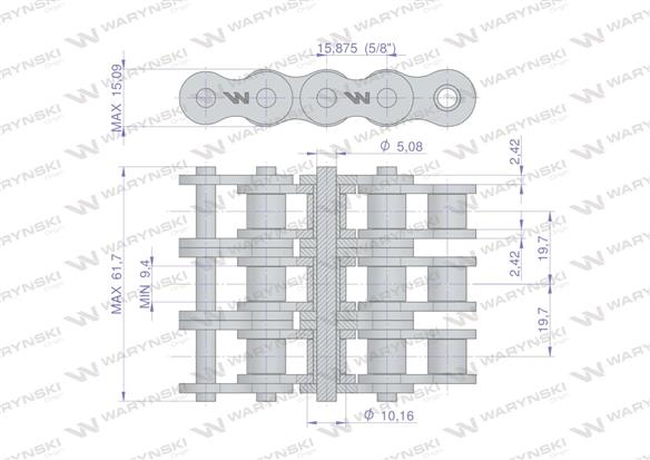 Łańcuch rolkowy wzmocniony przemysłowy 10AH-3 ANSI A 50H (R3 5/8) 5 m Waryński