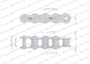 Łańcuch rolkowy wzmocniony przemysłowy 10BH-1 (R1 5/8) 2.5 m Waryński