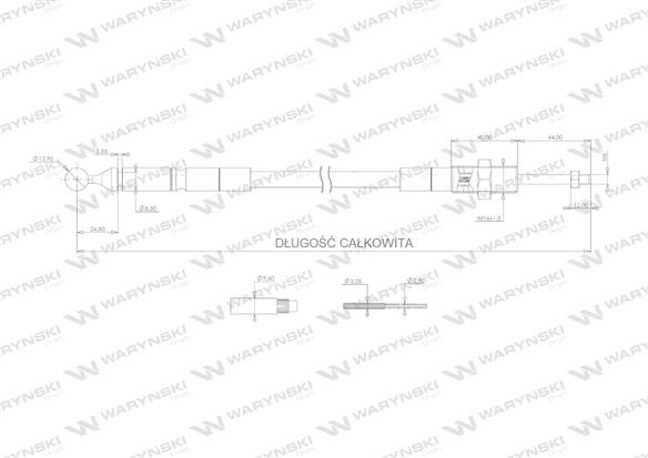 Linka do sterowania rozdzielaczem na kulkę (z tworzywa sztucznego. plastikowa PA6) L-1200mm Waryński