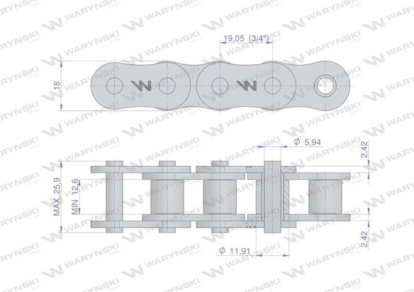 Łańcuch rolkowy 12A-1 ANSI A 60 (R1 3/4) Waryński ( sprzedawane po 20m )