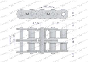 Łańcuch rolkowy wzmocniony 12A-2 ANSI A 60 (R2 3/4) 5 m Waryński