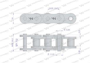 Łańcuch rolkowy wzmocniony przemysłowy 12AH-1 ANSI A 60H (R1 3/4) 5m Waryński