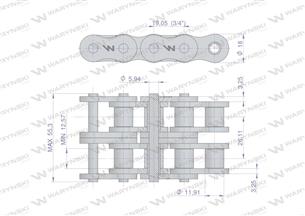 Łańcuch rolkowy wzmocniony przemysłowy 12AH-2 ANSI A 60H (R2 3/4) 5 m Waryński