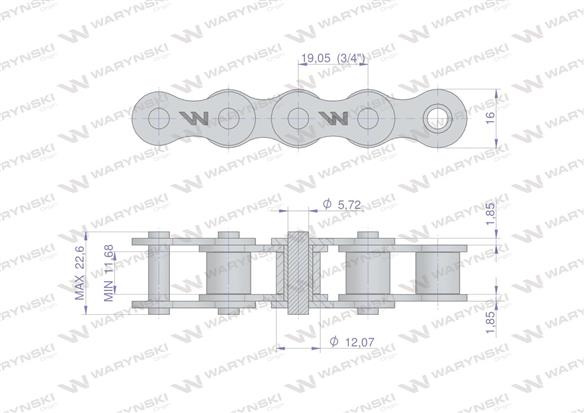 Łańcuch rolkowy 12B-1-144PZ (R1 3/4) adaptera A1H zastosowanie Rozrzutnik Waryński