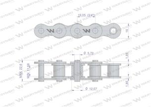 Łańcuch rolkowy 12B-1-68PZ (R1 3/4) mechanizmu zapadkowego zastosowanie Rozrzutnik Waryński