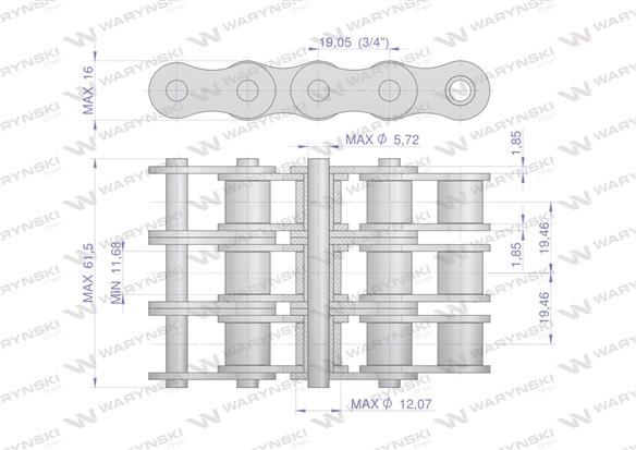 Łańcuch rolkowy 12B-3-118Ps Waryński