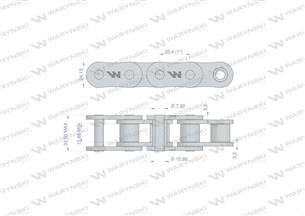 Łańcuch rolkowy wzmocniony 16A-1 ANSI A 80 (R1 1) 5m Waryński