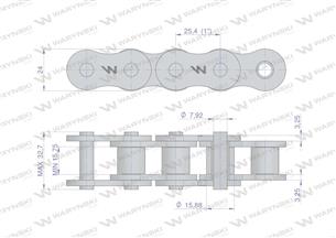 Łańcuch rolkowy 16A-1 ANSI A 80 (R1 1) Waryński ( sprzedawane po 10m )