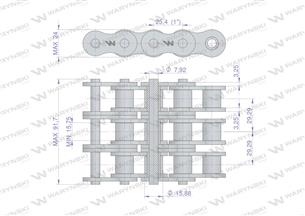 Łańcuch rolkowy wzmocniony 16A-3 ANSI A 80 (R3 1) 5 m Waryński