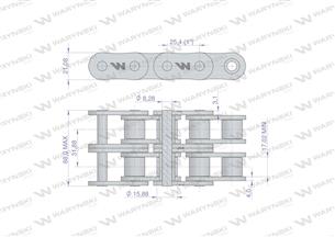 Łańcuch rolkowy 16B-2 (R2 1) 5 m Waryński