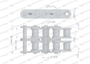 Łańcuch rolkowy prosta płytka 16B-2 (R2 1) 5 m Waryński
