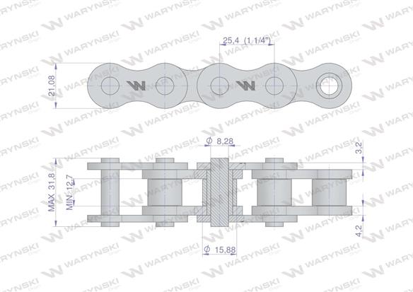 Łańcuch rolkowy 16BX-101PZ+ogn zastosowanie Prasa Zwijka Sipma 5279000102 Waryński