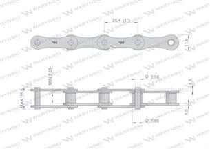 Łańcuch rolkowy 2040 208A (R1 1) 5 m Waryński