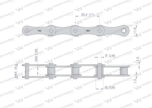 Łańcuch rolkowy 2040 208A (R1 1) 5 m Waryński