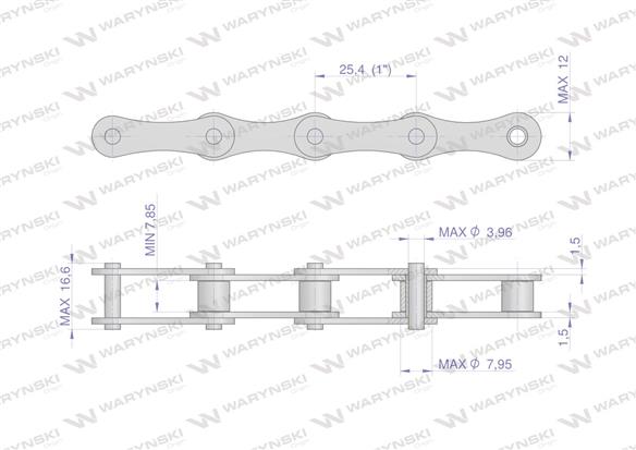 Łańcuch rolkowy L208A-34PZ zastosowanie Claas 600981. 600981.0. 0006009810 Waryński