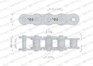 Łańcuch rolkowy wzmocniony 20A-1 ANSI A 100 (R1 1.1/4) 2.5 m Waryński