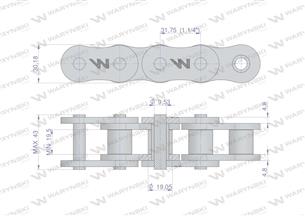 Łańcuch rolkowy wzmocniony przemysłowy 20AH-1 ANSI A 100H (R1 1.1/4) 5 m Waryński