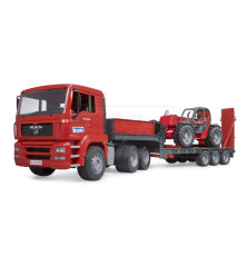 MAN z naczepą niskopodwoziowa z ładowarką teleskopową Manitou Bruder 02774 BR-02774