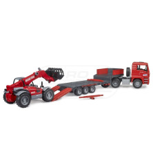 MAN z naczepą niskopodwoziowa z ładowarką teleskopową Manitou Bruder 02774 BR-02774