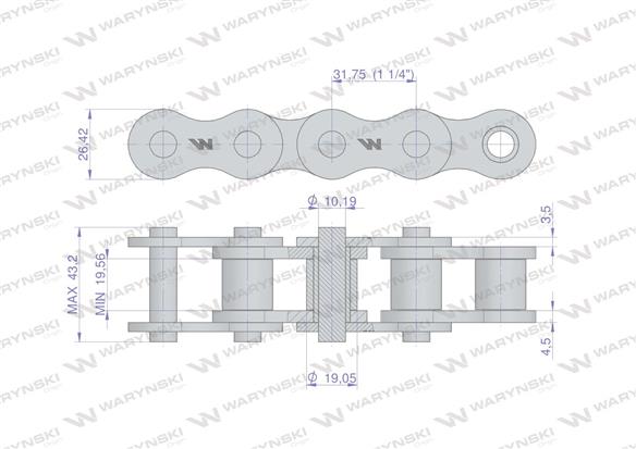 Łańcuch rolkowy 20B-1 (R1 1.1/4) 2.5 m Waryński