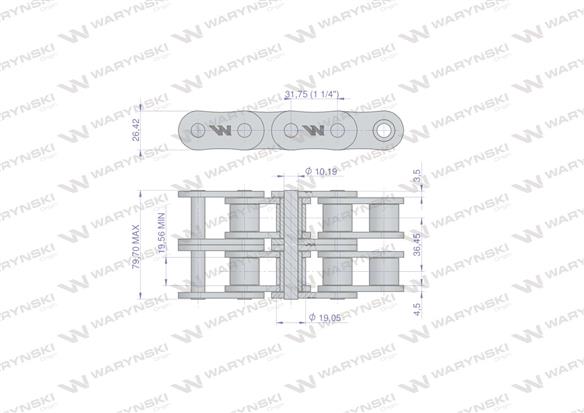 Łańcuch rolkowy 20B-2 (R2 1.1/4) 5 m Waryński
