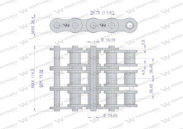 Łańcuch rolkowy 20B-3 (R3 1.1/4) 5 m Waryński