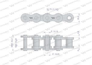 Łańcuch rolkowy wzmocniony przemysłowy 20BH-1 (R1 1.1/4) 5 m Waryński