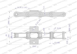 Łańcuch podajnika A2050 210A (R1 1.1/4) łapka K1 co 6 ogniwo 5m Waryński