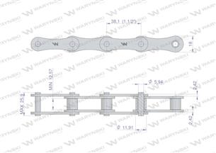 Łańcuch rolkowy 2060 212A (R1 1.1/2) 5 m Waryński