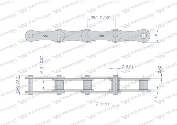 Łańcuch rolkowy 2060 212A (R1 1.1/2) 5 m Waryński