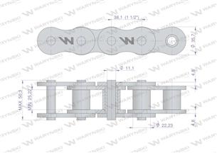 Łańcuch rolkowy wzmocniony 24A-1 ANSI A 120 (R1 1.1/2) 2.5 m Waryński
