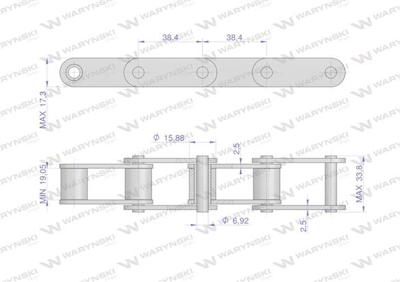 Łańcuch rolkowy 38.4R 5m Waryński 674480