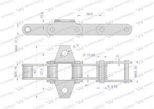Łańcuch podajnika pochyłego 38.4V łapka K1 co 8 ogniwo 5m Waryński