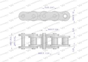 Łańcuch rolkowy napęd - ślimak wciągania 60HSP-87PS+Z+1+Z zastosowanie New Holland 84448828 Waryński